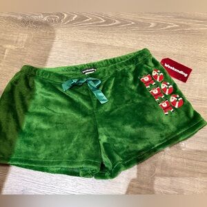 Green Velvet Santa Claus Holiday New Pajama Shorts SZ M